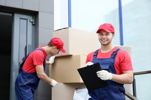 Office furniture and boxes prepared for a local relocation
