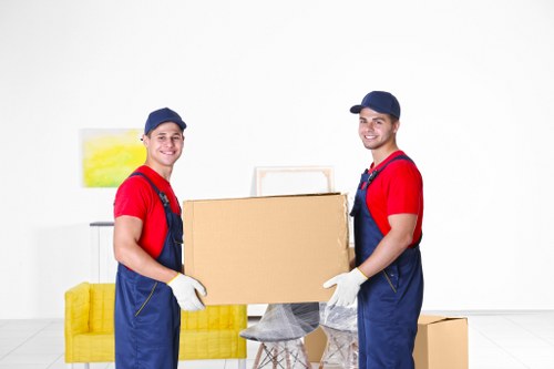 Moving team using safety procedures during a Greenwich van service