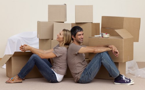 Careful packing boxes prepared for a Greenwich home move