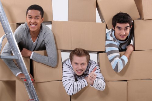 Student removals van loading boxes outside a Greenwich property