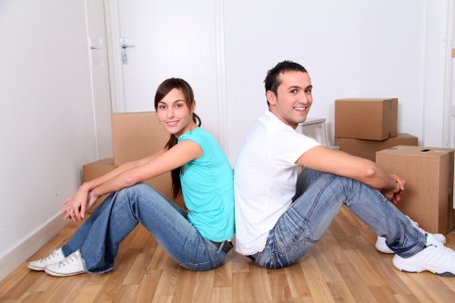 Different types of packing boxes arranged for a move in Greenwich